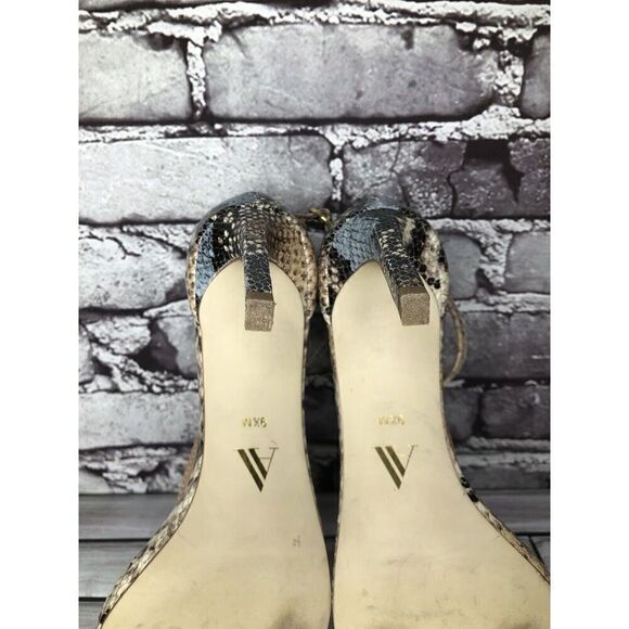 Ava & Aiden Blue Leather Snake Skin Open Toe Strap Stiletto Heels Women Sz 9.5M - Picture 13 of 16